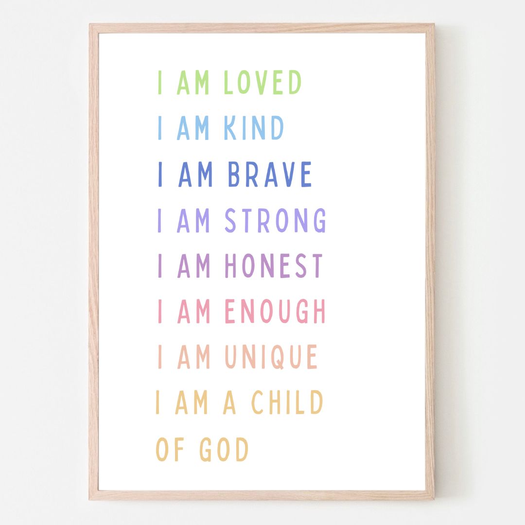 Colourful I Am a Child of God: Christian Affirmations Poster | Ready-to-Frame