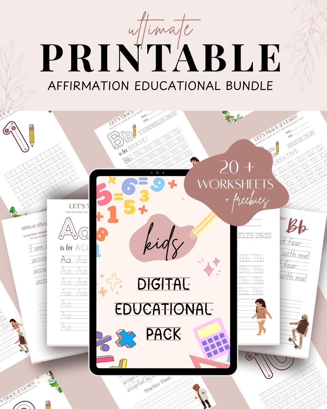 Printable ABC Affirmation + Number Handwriting Practice - Educational Bundle