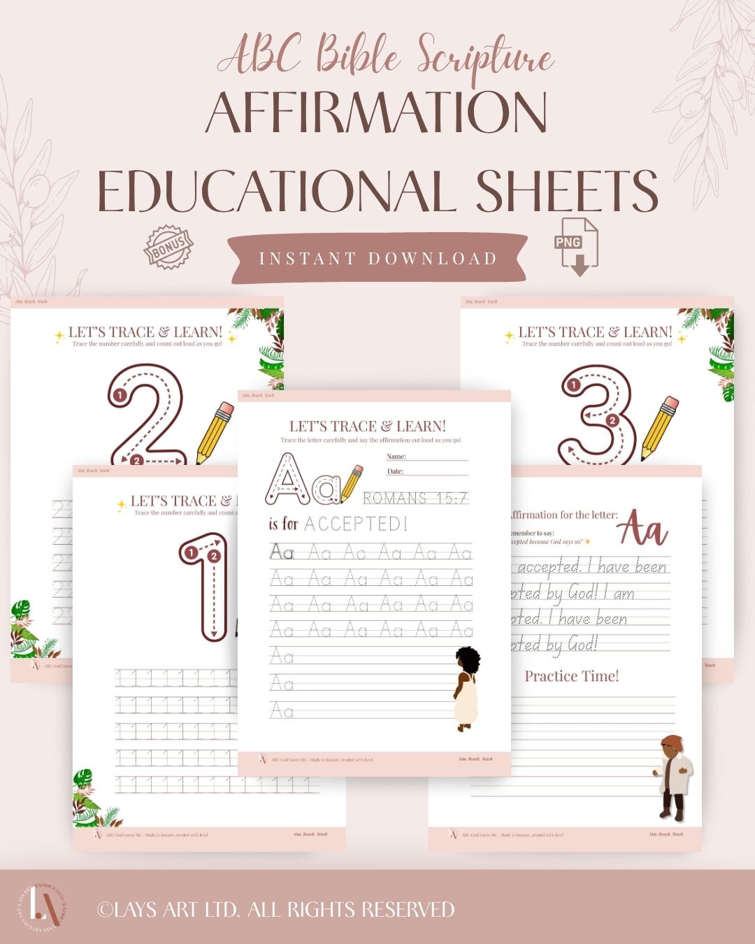 Printable ABC Affirmation + Number Handwriting Practice - Educational Bundle
