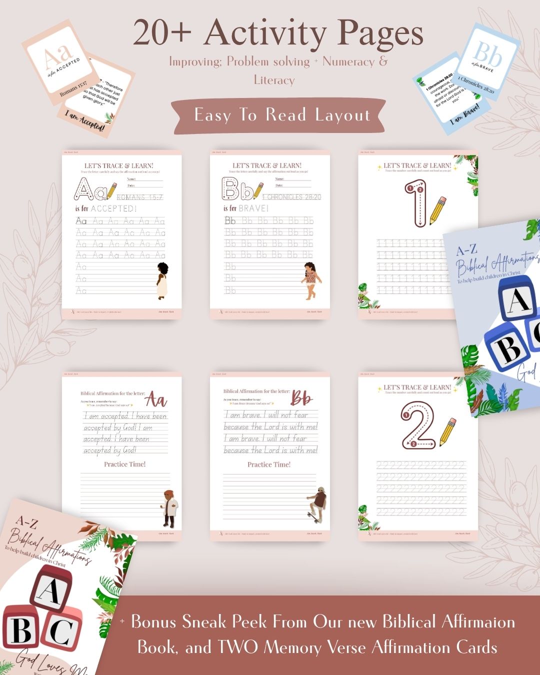 Printable ABC Affirmation + Number Handwriting Practice - Educational Bundle