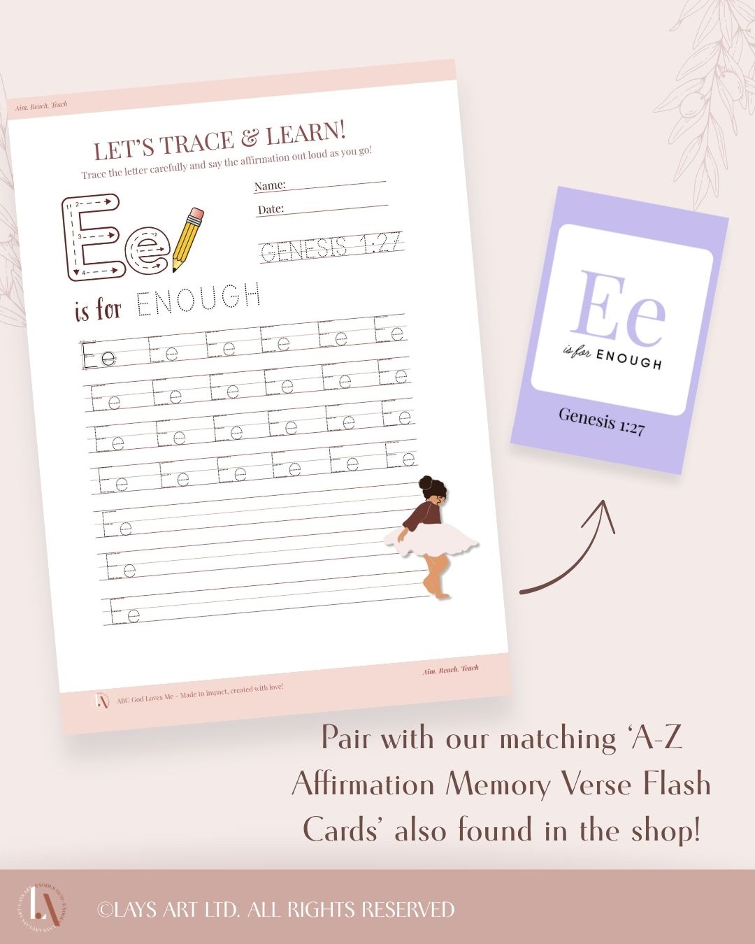 Printable ABC Affirmation + Number Handwriting Practice - Educational Bundle