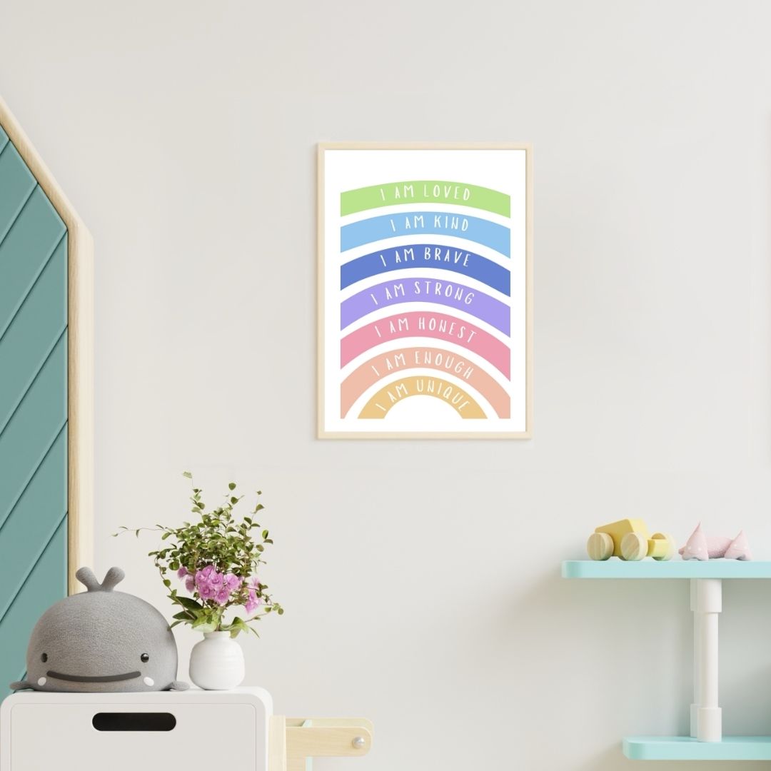 Rainbow Affirmation Art Print, Uplifting Home Decor, Kids Room Wall Art, Faith-Based Gift