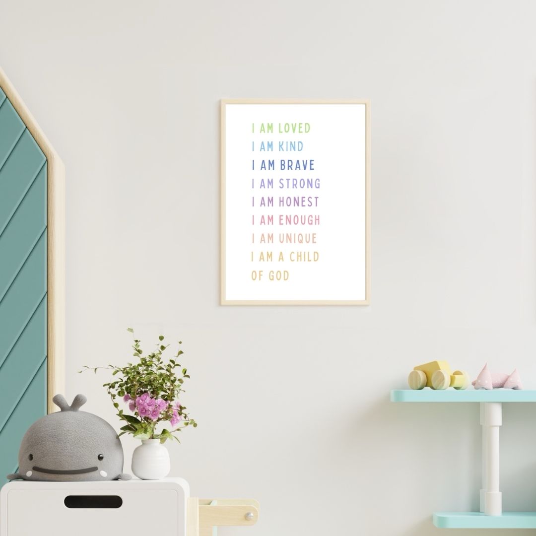 Colourful I Am a Child of God: Christian Affirmations Poster | Ready-to-Frame