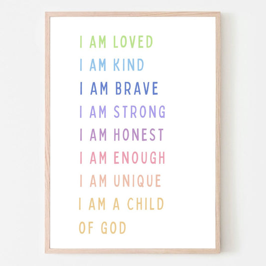 Colourful I Am a Child of God: Christian Affirmations Poster | Ready-to-Frame