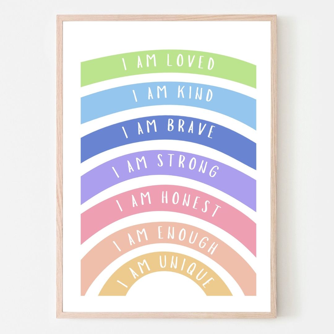 Rainbow Affirmation Art Print, Uplifting Home Decor, Kids Room Wall Art, Faith-Based Gift