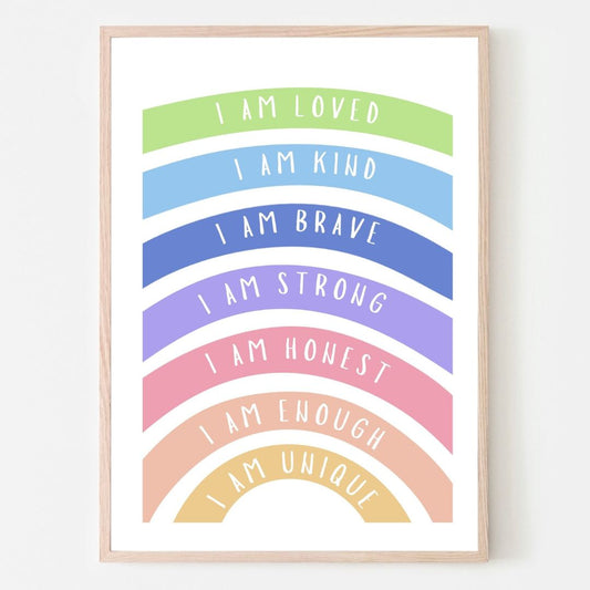 Rainbow Affirmation Art Print, Uplifting Home Decor, Kids Room Wall Art, Faith-Based Gift
