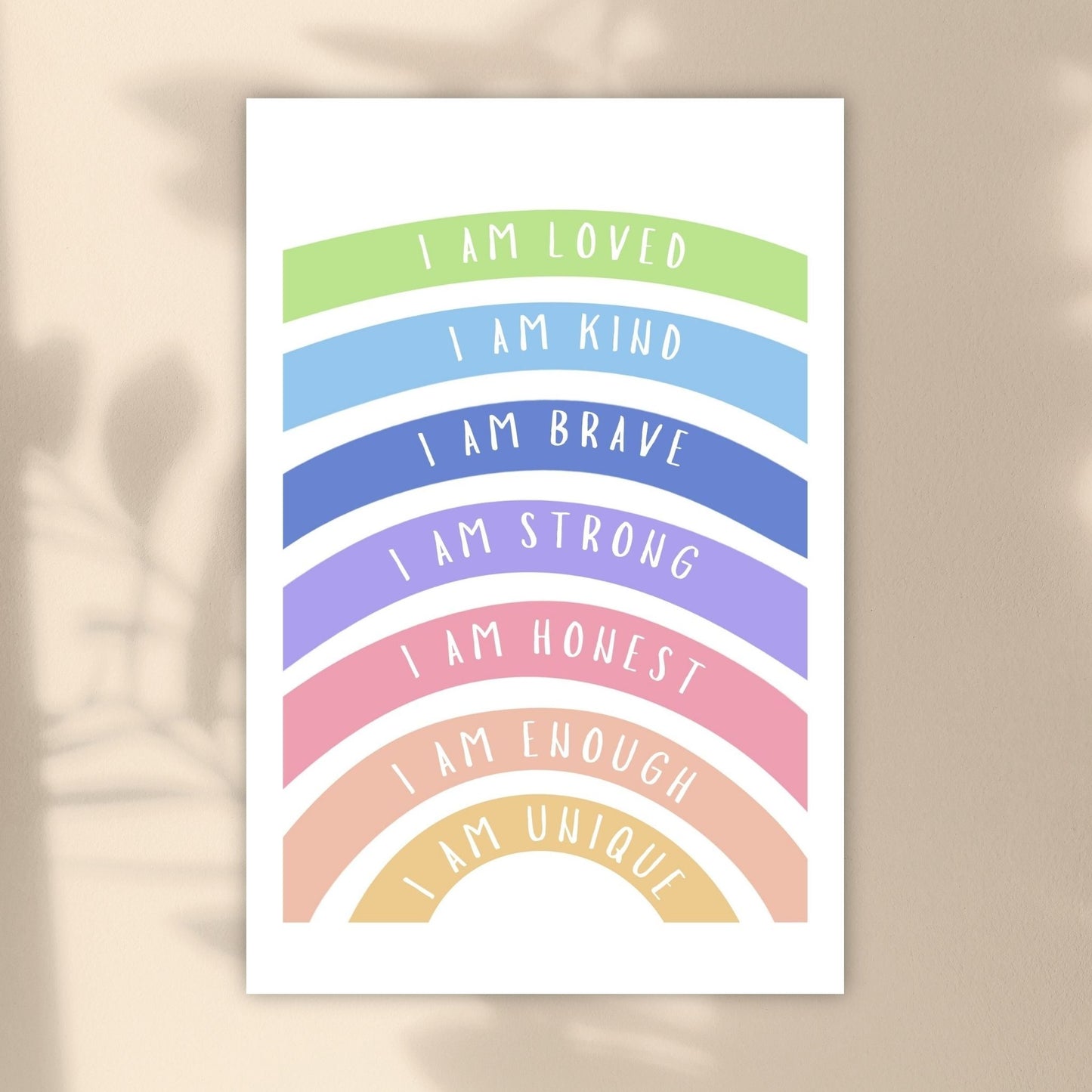 Rainbow Affirmation Art Print, Uplifting Home Decor, Kids Room Wall Art, Faith-Based Gift