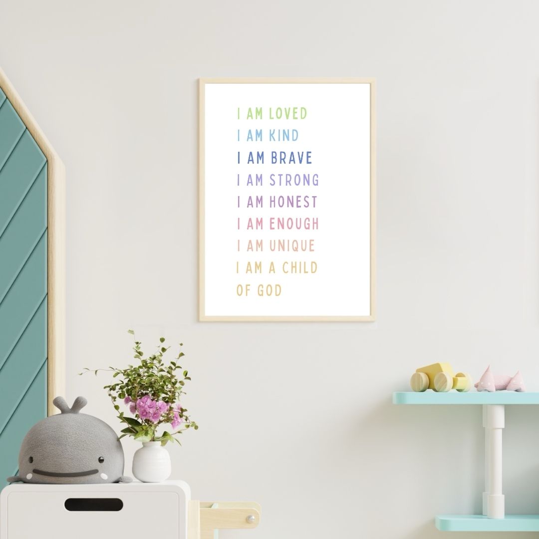 Colourful I Am a Child of God: Christian Affirmations Poster | Ready-to-Frame