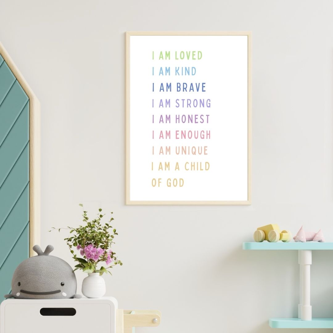 Colourful I Am a Child of God: Christian Affirmations Poster | Ready-to-Frame