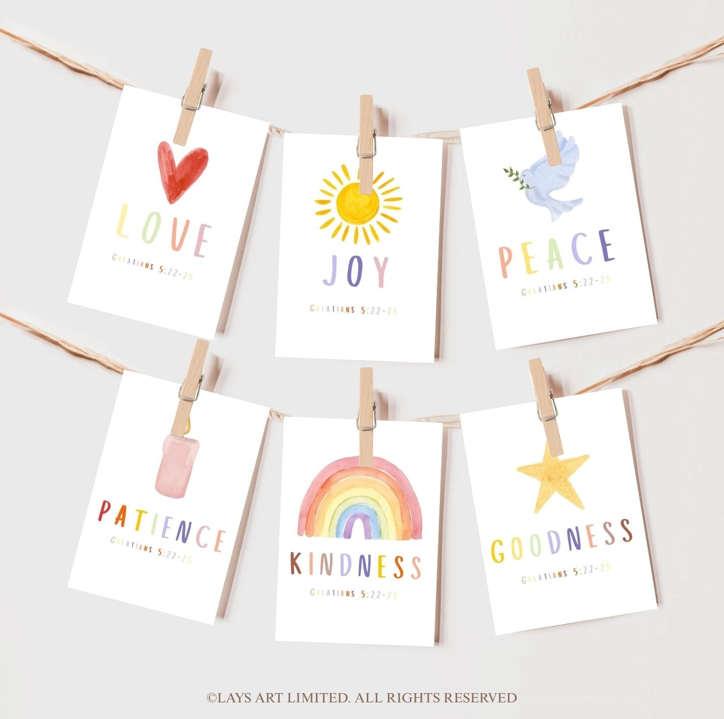 Soft Neutral Fruit of the Spirit Printable Flash Cards