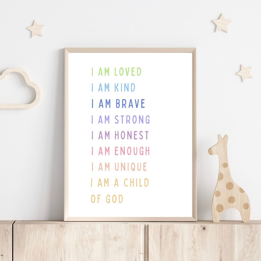 Colourful I Am a Child of God: Christian Affirmations Poster | Ready-to-Frame