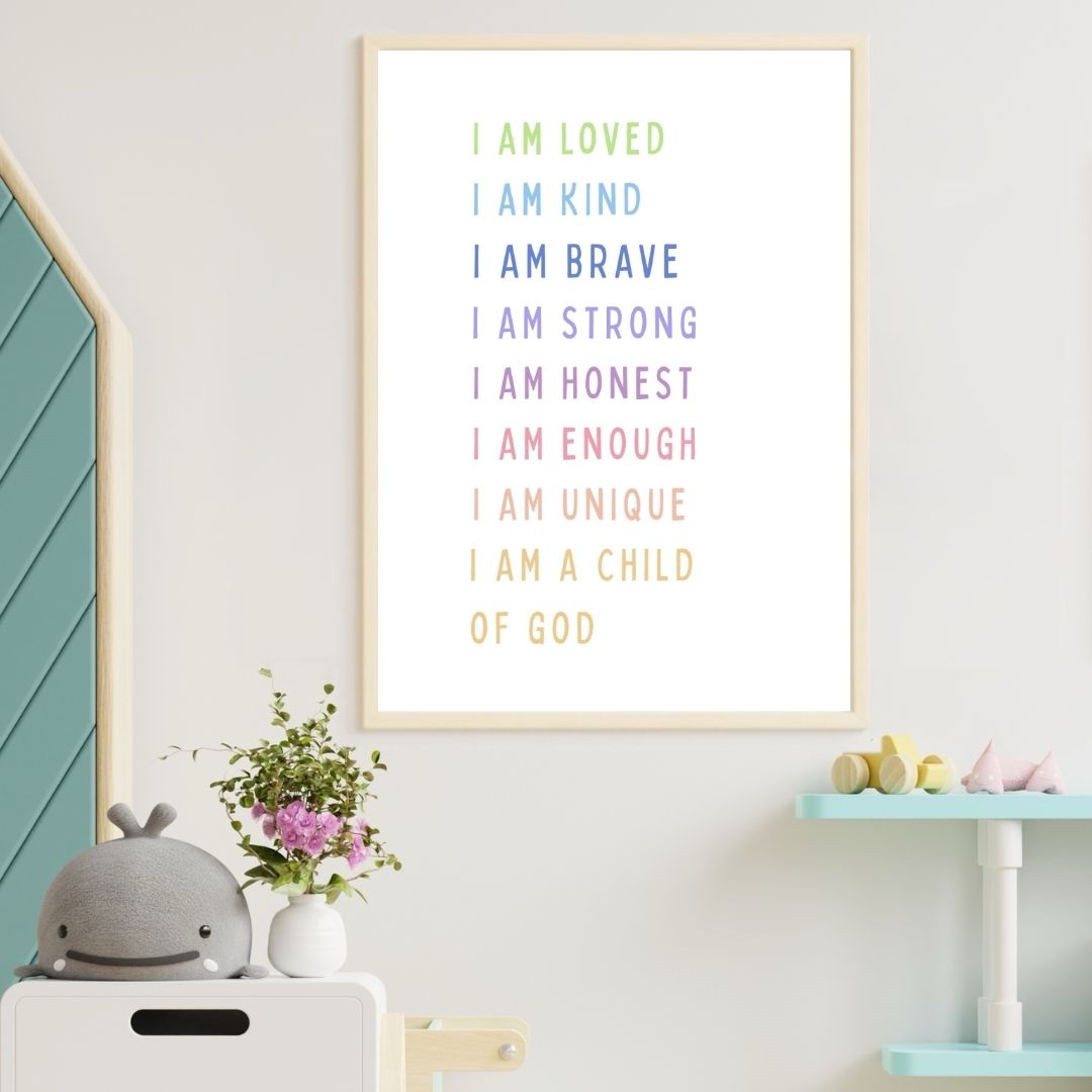 Colourful I Am a Child of God: Christian Affirmations Poster | Ready-to-Frame