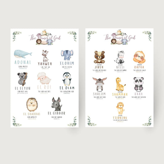 Printable Names of God Two-Set Wall Art