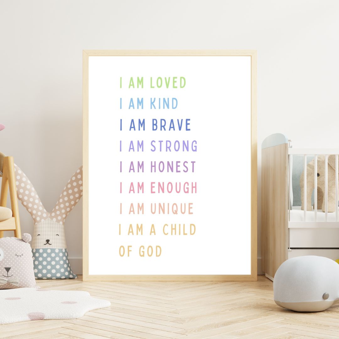 Colourful I Am a Child of God: Christian Affirmations Poster | Ready-to-Frame