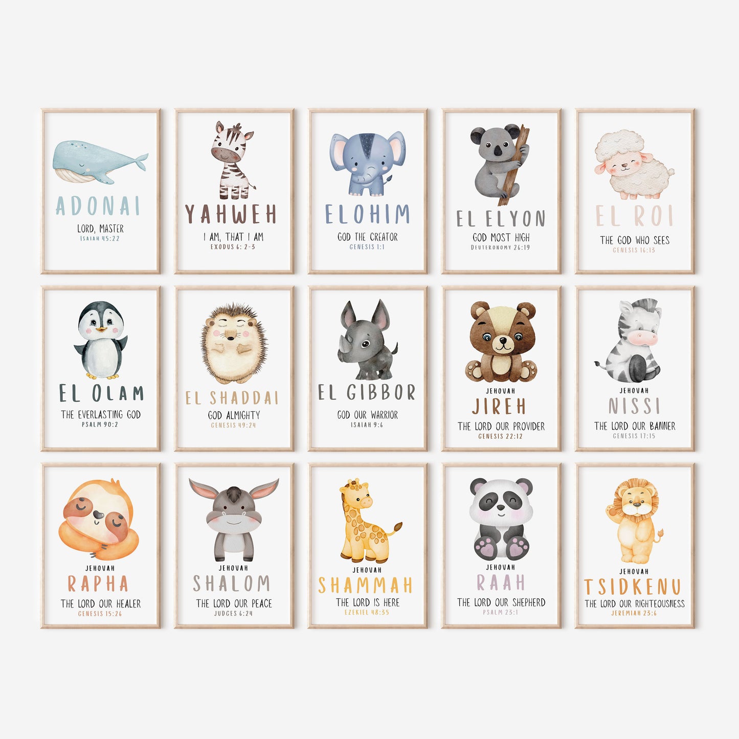 Printable Names of God 15-Piece Bundle Wall Art