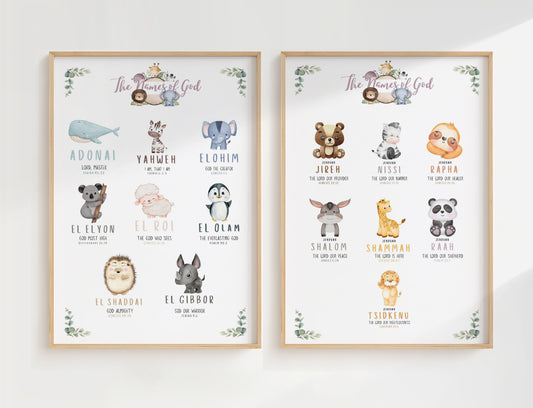 Printable Names of God Two-Set Wall Art