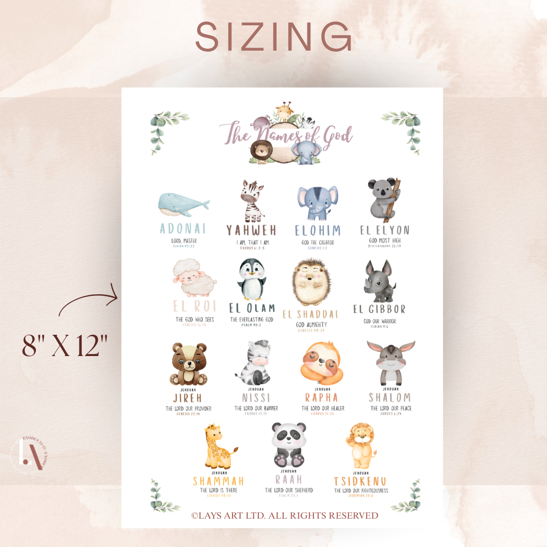 Printable Names of God Full Animal Icons Poster