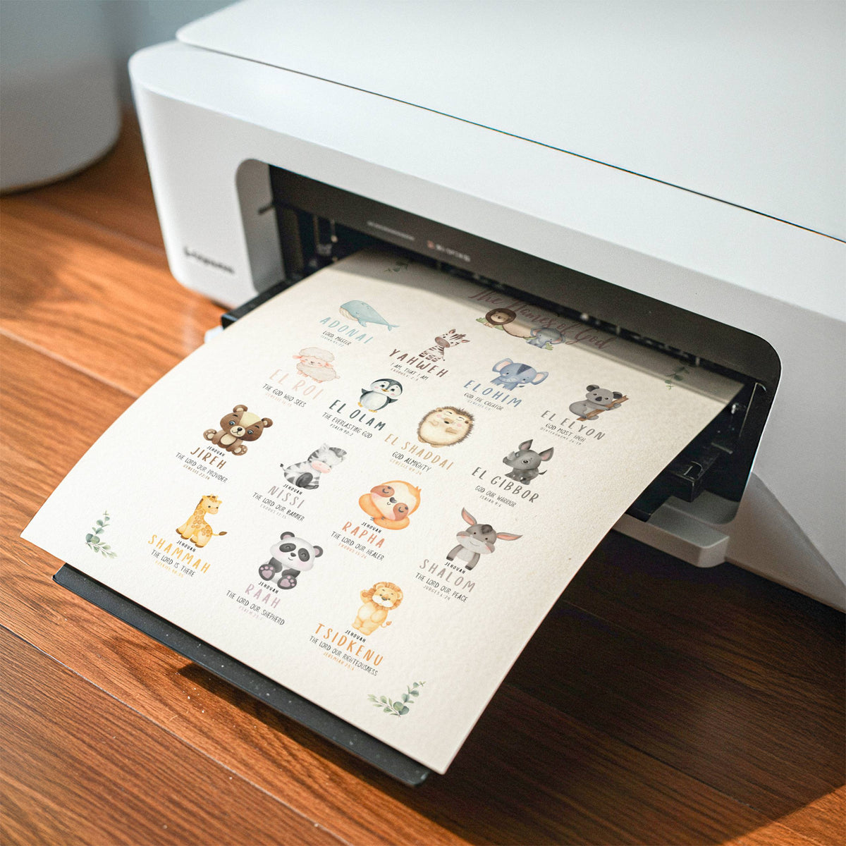 Printable Names of God Full Animal Icons Poster